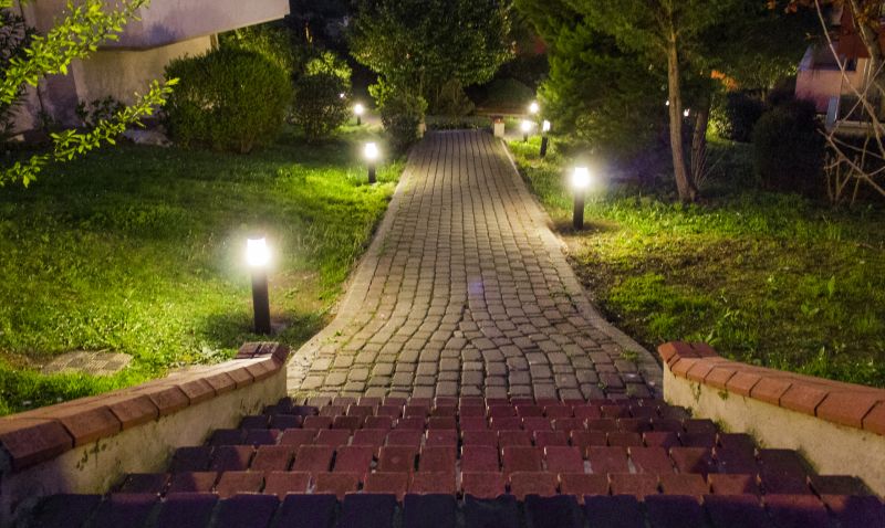 Paver patio with integrated lighting